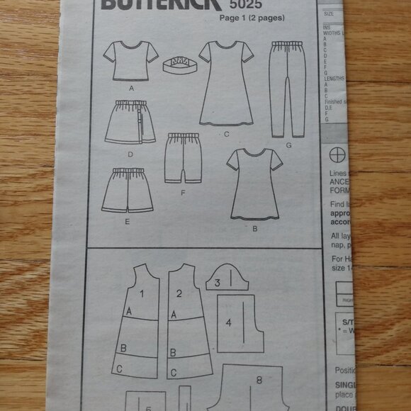 Girls Top, Dress, Skort, Shorts, Leggings Sewing Pattern Size 7-14 Butterick 502 - Picture 9 of 10